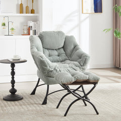 Light Green Lazy Chair with Ottoman and Side Pocket – side view