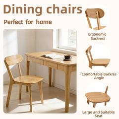 Natural Solid Wood Dining Chairs, Set of 2 – detail view