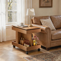 Rolling Coffee Table with 360° Rotating Top
