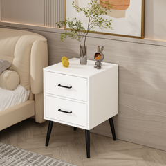 White 2-Drawer Nightstand with Metal Legs – packaging