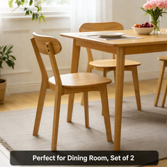 Natural Solid Wood Dining Chairs, Set of 2 – side view