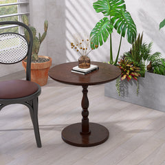 23-Inch Walnut Round Accent Table – side view