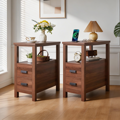 2-Drawer End Table with Charging Station – styled scene
