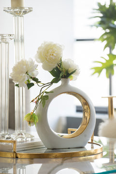 12-Inch White and Gold Round Ceramic Vase – view 10