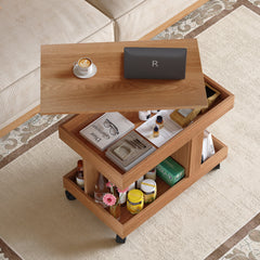Rolling Coffee Table with 360° Rotating Top – detail view