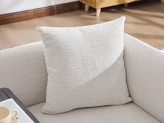 Beige Lounge Chair with Side Table and Back Pillow – view 12