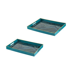 Effra Blue Marbled Trays, Set of 2 – side view