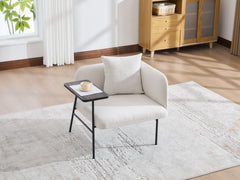 Beige Lounge Chair with Side Table and Back Pillow – styled scene