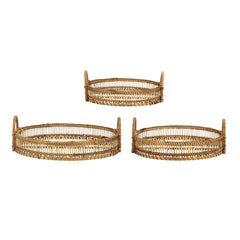 Bamboo Woven Round Trays with Handles, Set of 3 – alternate angle