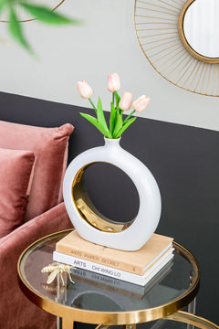 12-Inch White and Gold Round Ceramic Vase – packaging