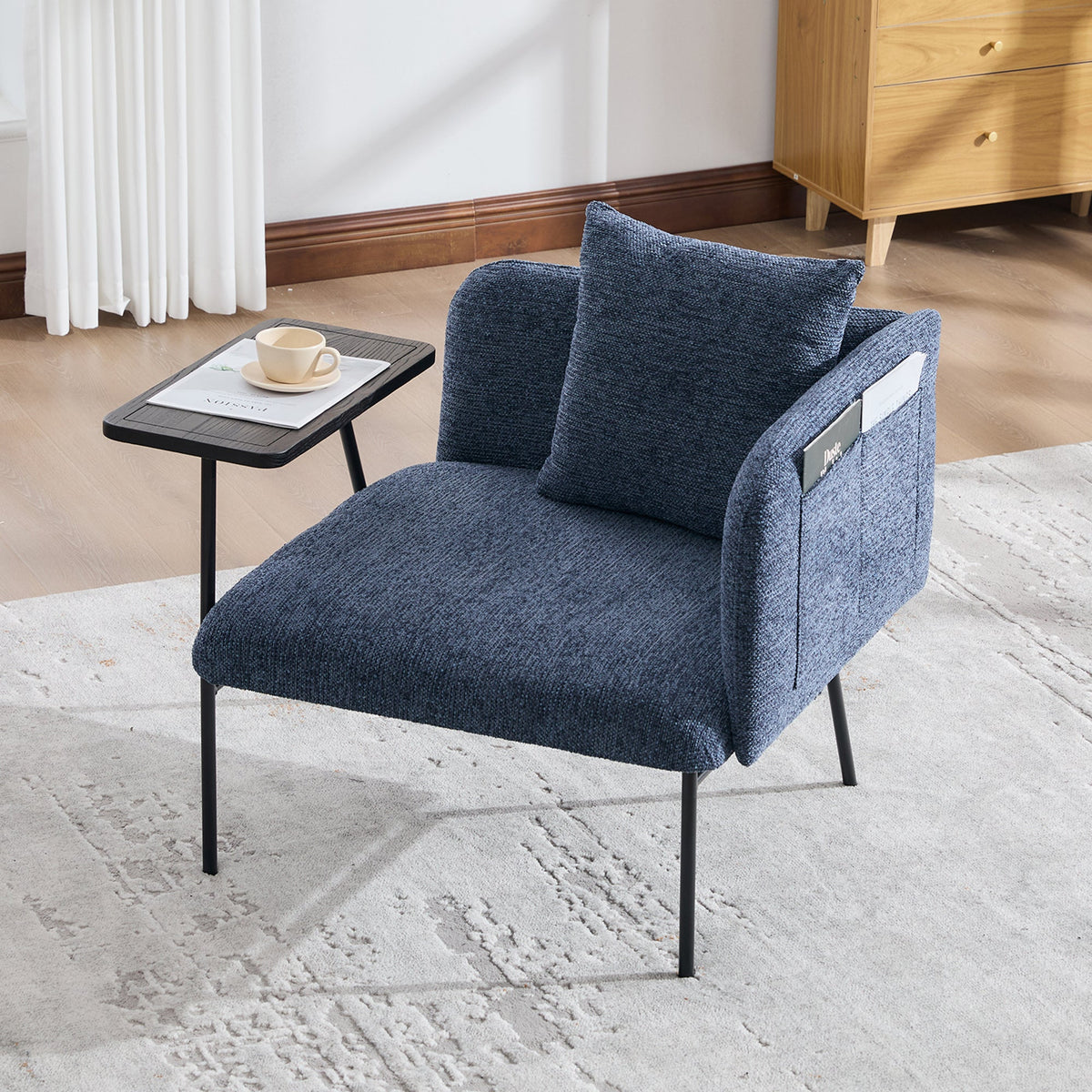 Navy Leisure Chair with Side Table