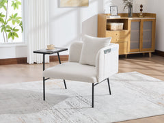 Beige Lounge Chair with Side Table and Back Pillow – lifestyle view