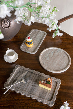 12-Inch Rectangular Gray Marble Tray – lifestyle view