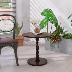 23-Inch Walnut Round Accent Table – styled scene