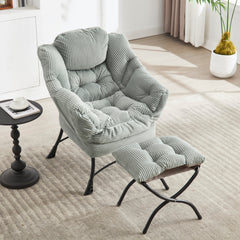 Light Green Lazy Chair with Ottoman and Side Pocket – alternate angle