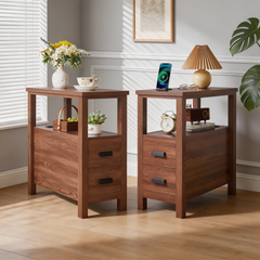 2-Drawer End Table with Charging Station – close-up