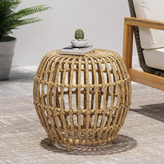 OTTAWA Round Faux Rattan Side Table – side view