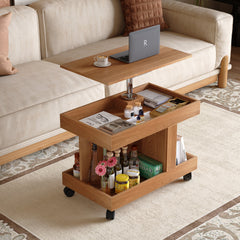 Rolling Coffee Table with 360° Rotating Top – side view