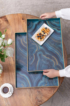 Effra Blue Marbled Trays, Set of 2 – view 11