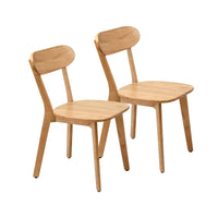 Natural Solid Wood Dining Chairs, Set of 2