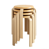 Natural Stackable Bentwood Stools, Set of 4