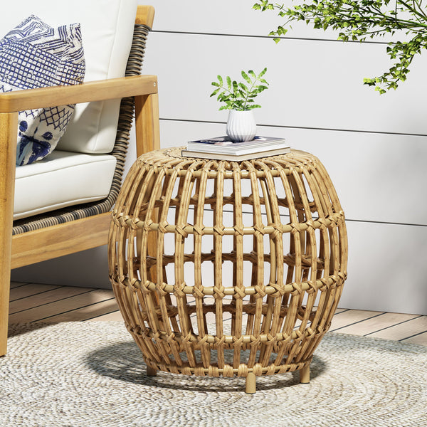 OTTAWA Round Faux Rattan Side Table
