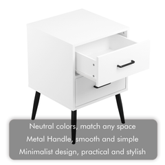 White 2-Drawer Nightstand with Metal Legs – view 12