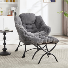 Gray Lazy Chair with Ottoman and Side Pocket – lifestyle view