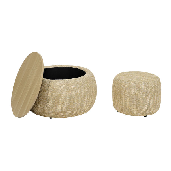 Dark Yellow Rattan Storage Ottoman
