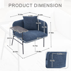 Navy Leisure Chair with Side Table – close-up