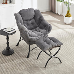 Gray Lazy Chair with Ottoman and Side Pocket – alternate angle