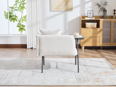 Beige Lounge Chair with Side Table and Back Pillow – view 10
