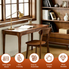 Walnut Solid Wood Dining Chairs, Set of 2 – side view
