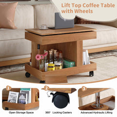 Rolling Coffee Table with 360° Rotating Top – top view