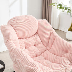 Pink Lazy Chair with Ottoman and Side Pocket – styled scene