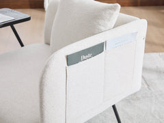 Beige Lounge Chair with Side Table and Back Pillow – view 11