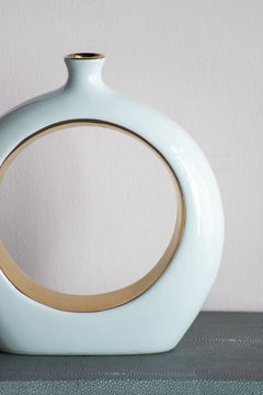 12-Inch White and Gold Round Ceramic Vase – view 12