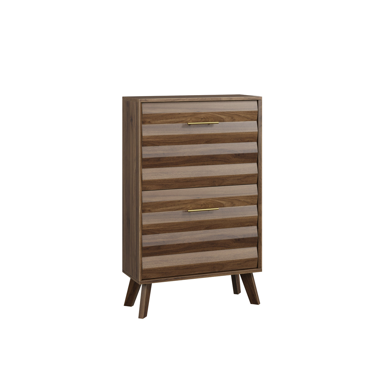 Walnut Slim Flip-Top Shoe Cabinet
