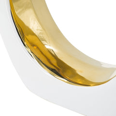 12-Inch White and Gold Round Ceramic Vase – styled scene