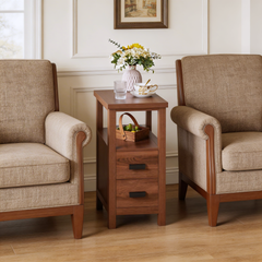 2-Drawer End Table with Charging Station – side view