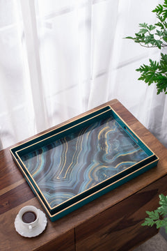 Effra Blue Marbled Trays, Set of 2 – top view