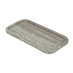 12-Inch Rectangular Gray Marble Tray – side view