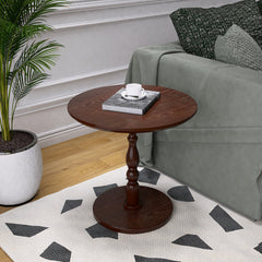 23-Inch Walnut Round Accent Table – close-up