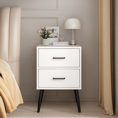 White 2-Drawer Nightstand with Metal Legs – view 10
