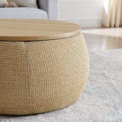 Dark Yellow Rattan Storage Ottoman – view 10