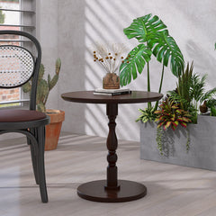 23-Inch Walnut Round Accent Table – top view